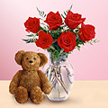 The FTD Premium Long Stemmed Red Roses with Bear